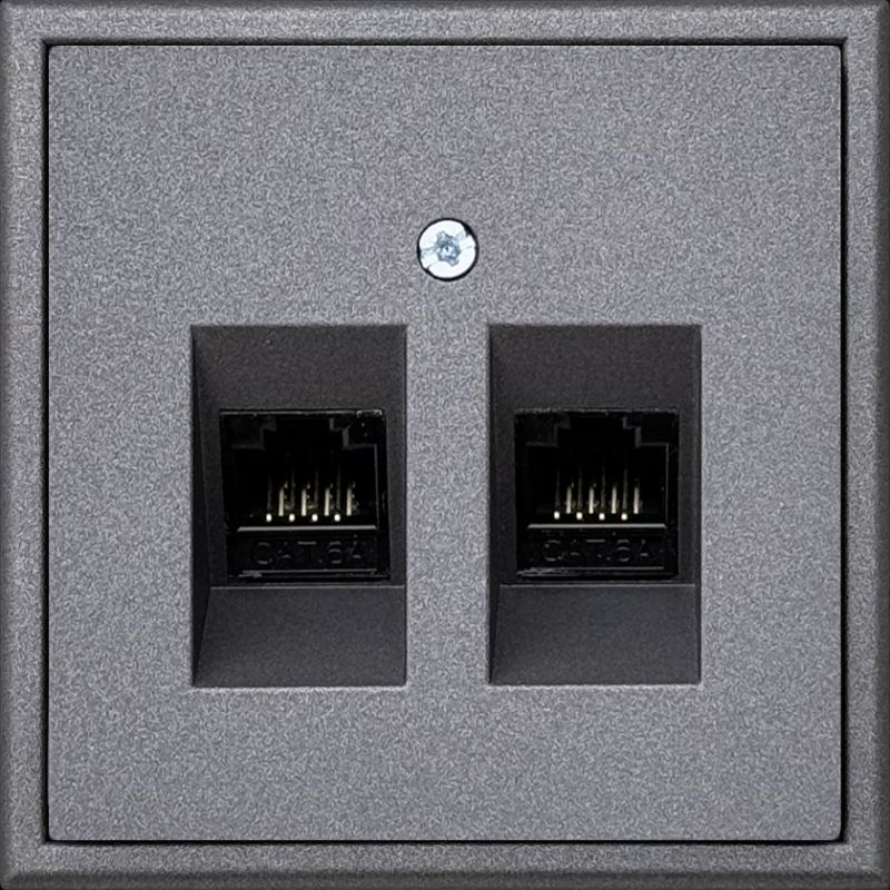Interneto lizdas, 2 × RJ45, Cat.6A – LIREGUS Modern, juoda matinė