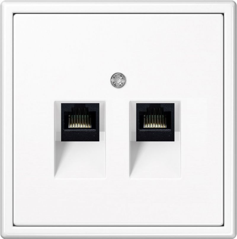 Interneto lizdas, 2 × RJ45, Cat.6A – LIREGUS Modern, balta matinė