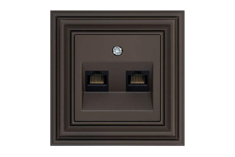 Interneto lizdas, 2 × RJ45, Cat.6A – LIREGUS Retro, ruda matinė