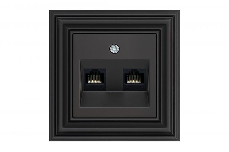 Interneto lizdas, 2 × RJ45, Cat.6A – LIREGUS Retro, juodai ruda matinė