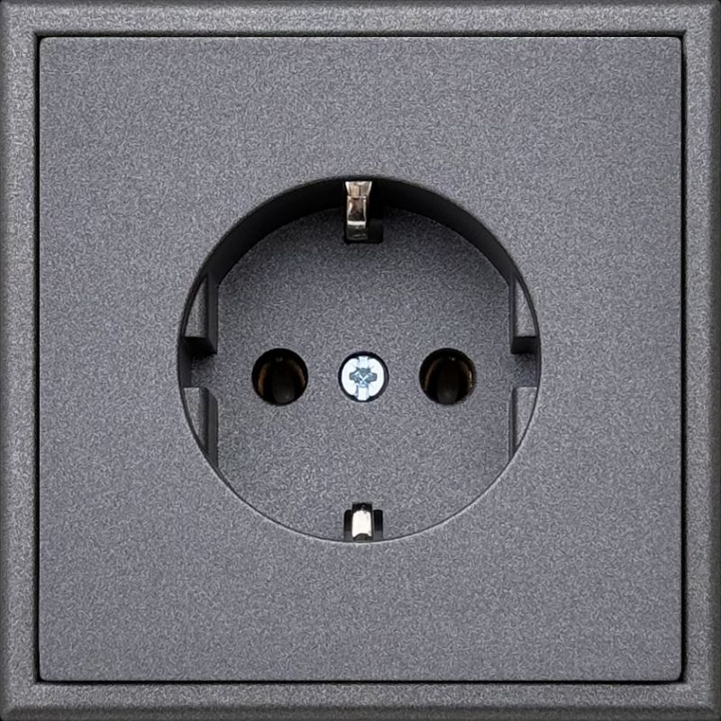 SCHUKO rozetė, su įžeminimu – LIREGUS Modern, juoda matinė