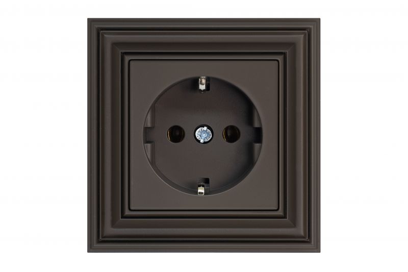 SCHUKO rozetė, su įžeminimu – LIREGUS Retro, ruda matinė
