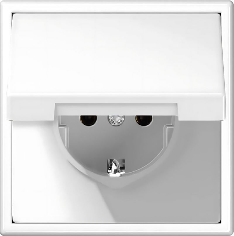SCHUKO rozetė su dangteliu, IP44 – LIREGUS Modern, balta matinė