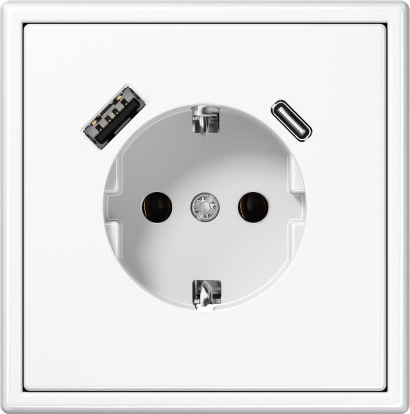 SCHUKO rozetė su USB A+C – LIREGUS Modern, balta matinė
